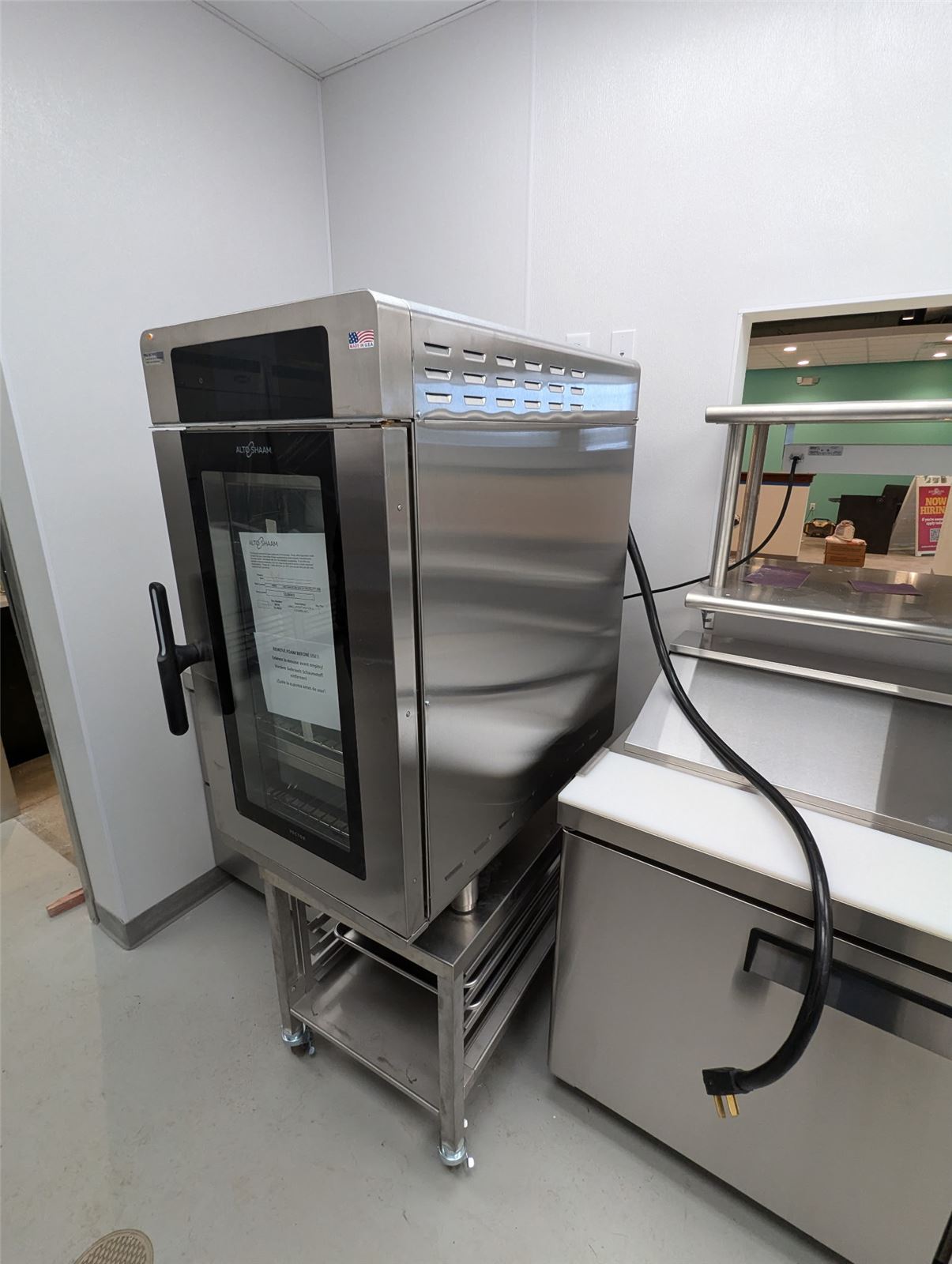 New stainless combi oven installed in a commercial kitchen
